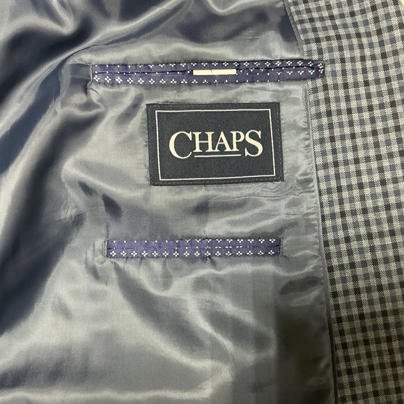 Chaps Sport Coat 48R Blue Black Check Plaid Blazer Jacket Casual Classic Preppy - Picture 5 of 15